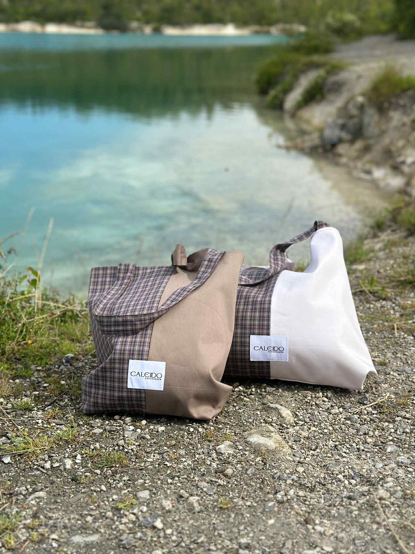 Caleido Tote - Stone Beige Check